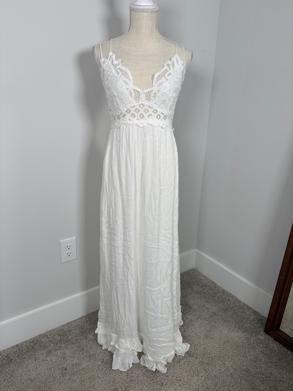 White Lace Bodice Maxi Chemise Slip